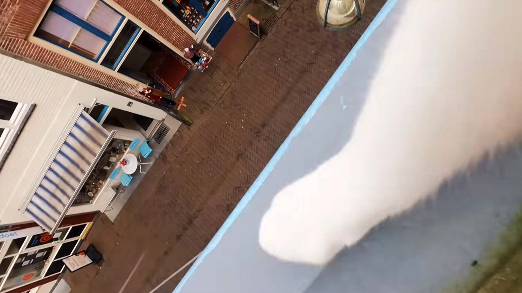 POV-Video zeigt Katze beim Dachspaziergang